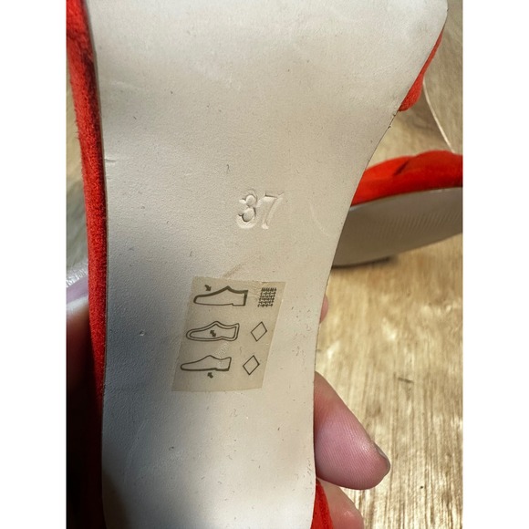 Red Suede Heels Miss KG Size 37 Ankle Strap Bow Stiletto Pumps Shoes - Picture 6 of 7